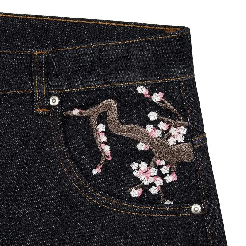 Cherry Blossom Denim Jeans Ariyz Collective Cherry Blossom Denim Jeans Ariyz Collective